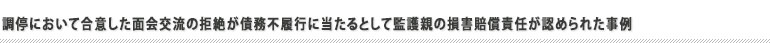 調停において合意した面会交流の拒絶が債務不履行に当たるとして監護親の損害賠償責任が認められた事例